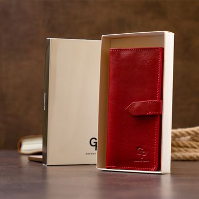 Вертикальный женский бумажник глянцевый Anet на кнопке GRANDE PELLE 11325 Красный