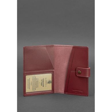 Женская кожаная обложка для паспорта 5.0 (с окошком) бордовая Краст Blanknote BN-OP-5-vin