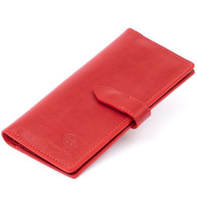 Вертикальный женский бумажник глянцевый Anet на кнопке GRANDE PELLE 11325 Красный