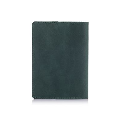 Зелена обкладинка для паспорта з натуральної шкіри з відділенням під карти
