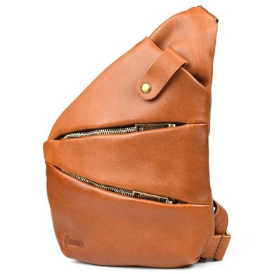 Мужская сумка-слинг через плечо микс канваса и кожи TARWA GBC-6402-3md Коньячный