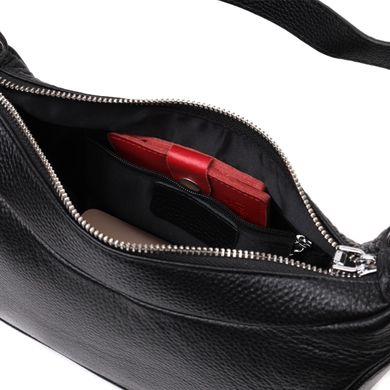 Акуратна шкіряна сумка жіноча напівкруглого формату з однією ручкою Vintage 22411 Чорна