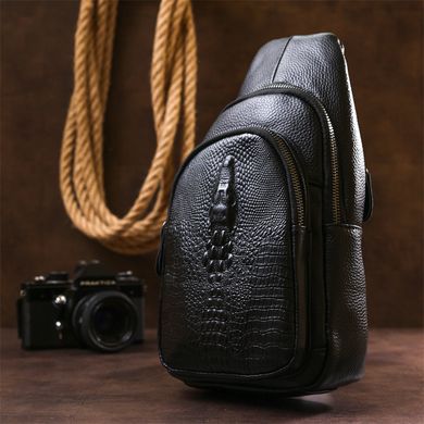 Модна шкіряна чоловіча сумка через плече Vintage 20673 Чорний