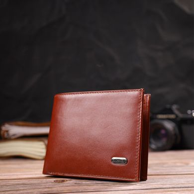 Мужской бумажник без застежки горизонтального формата из натуральной гладкой кожи CANPELLINI 21762 Коричневий