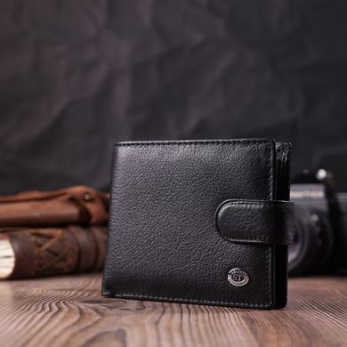 Чоловічий гаманець середнього розміру з натуральної шкіри ST Leather 22484 Чорний