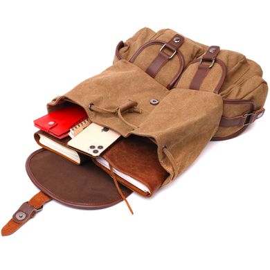 Мужской текстильный рюкзак что закрывается клапаном на магнит Vintage 22155 Коричневый