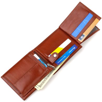 Надежный горизонтальный мужской бумажник среднего размера из натуральной гладкой кожи CANPELLINI 21862 Коричневый