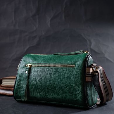 Жіноча сумка з оригінальною прикрасою з натуральної шкіри Vintage 22261 Зелена