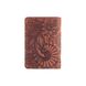 Рыжая дизайнерская кожаная обложка-органайзер для ID документов и карт, коллекция "Mehendi Art"