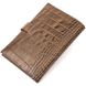 Необычное мужское портмоне с хлястиком из натуральной кожи с тиснением под крокодила KARYA 21196 Светло-коричневый