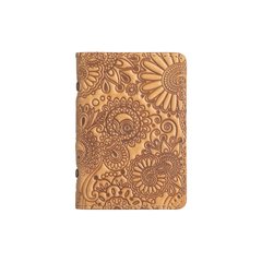 Дизайнерская кожаная обложка-органайзер для ID паспорта / карт, светло желтого цвета, коллекция "Mehendi Art"