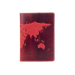 Красная дизайнерская кожаная обложка для паспорта с отделением для карт, коллекция "World Map"