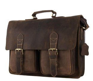 Мужской кожаный портфель TIDING BAG 7105B Коричневый