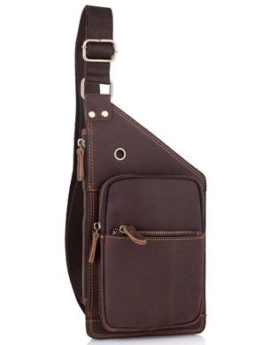 Мужской кожаный слинг в винтажном стиле коричневый Tiding Bag t0035 Коричневый