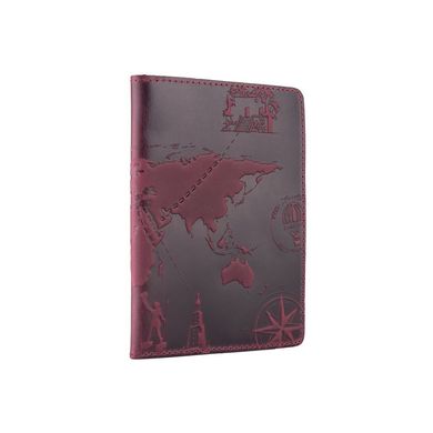 Фиолетовая дизайнерская кожаная обложка для паспорта, коллекция "7 wonders of the world"