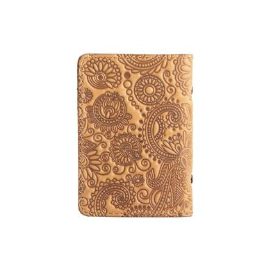 Дизайнерська шкіряна обкладинка-органайзер для ID паспорта / карт, світло жовтого кольору, колекція "Mehendi Art"
