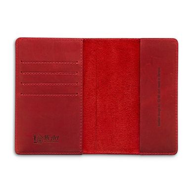 Червона дизайнерська шкіряна обкладинка для паспорта з відділенням для карт, колекція "World Map"