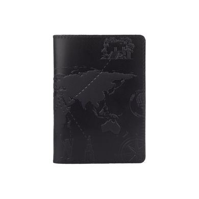 Дизайнерская кожаная обложка для паспорта черного цвета, коллекция "7 wonders of the world"