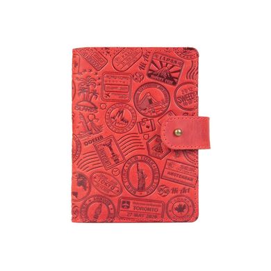 Шкіряне портмоне для паспорта / ID документів HiArt PB-02/1 Shabby Red Berry "Let's Go Travel"