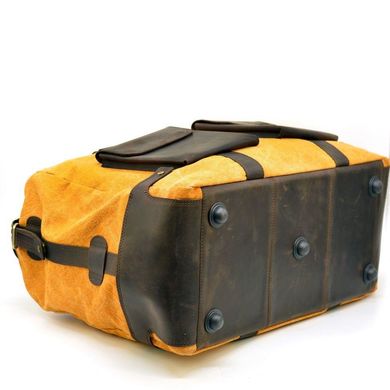Дорожная красивая сумка микс ткани канвас и кожи RY-4353-4lx TARWA Оранжевый с коричневым