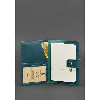 Натуральная кожаная обложка для паспорта 5.0 (с окошком) зеленая Blanknote BN-OP-5-malachite