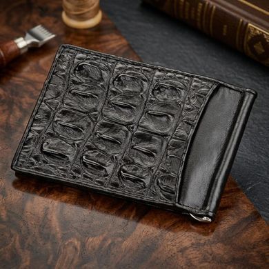 Затискач CROCODILE LEATHER 18169 з натуральної шкіри крокодила Чорний