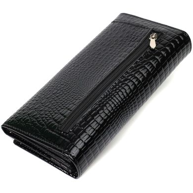 Великий жіночий гаманець із натуральної лакованої шкіри Vintage sale_15024 Чорний