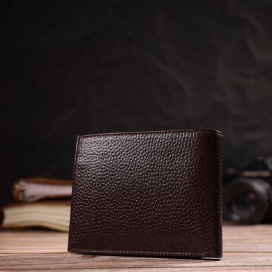 Ідеальний горизонтальний чоловічий гаманець середнього розміру із натуральної зернистої шкіри CANPELLINI 21863 Коричневий