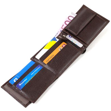Ідеальний горизонтальний чоловічий гаманець середнього розміру із натуральної зернистої шкіри CANPELLINI 21863 Коричневий