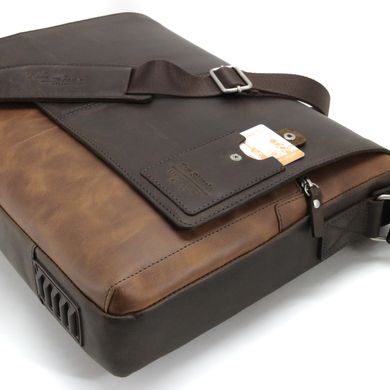 Шкіряна чоловіча сумка Tom Stone 5044R-BR для ноутбука 15,6" Коричнево-руда