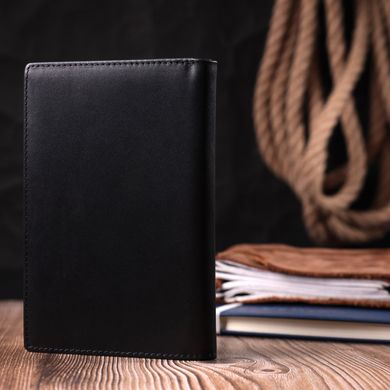 Мужское портмоне без застежки из натуральной кожи Vintage sale_15036 Черный