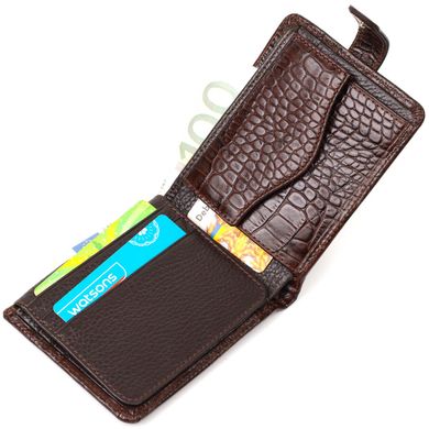 Мужской бумажник из натуральной кожи с тиснением под крокодила BOND 21991 Коричневый