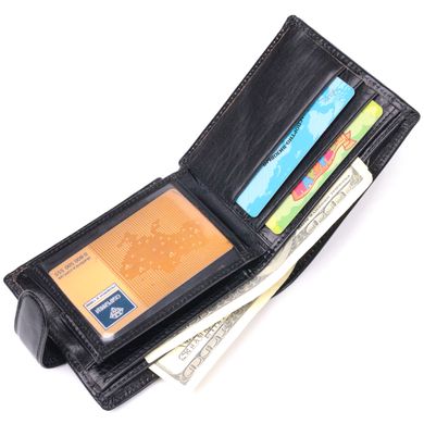 Надійний чоловічий гаманець із натуральної гладкої шкіри ST Leather 19408 Чорний