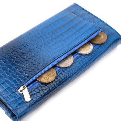 Жіночий гаманець із клапаном із натуральної фактурної шкіри KARYA 21147 Синій