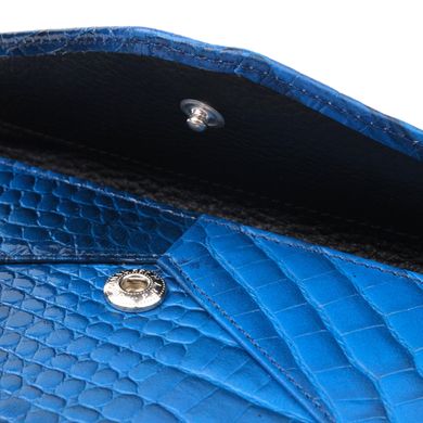 Жіночий гаманець із клапаном із натуральної фактурної шкіри KARYA 21147 Синій