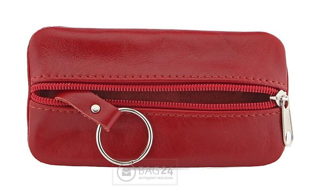 Красива шкіряна ключниця червоного кольору Handmade 00220, Червоний