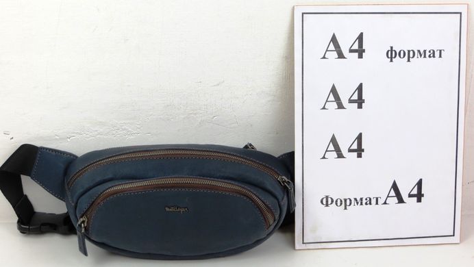 Кожаная сумка на пояс, бананка Mykhail Ikhtyar, Украина синяя