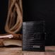 Стильное лакированное мужское портмоне из фактурной кожи KARYA 21047 Черный