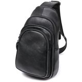 Компактная кожаная мужская сумка через плечо Vintage 20684 Черный фото