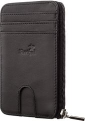Тонкий компактний гаманець Shvigel 11126 з натуральної шкіри Чорний