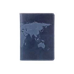 Дизайнерская кожаная обложка для паспорта с отделением для карт голубого цвета, коллекция "World Map"