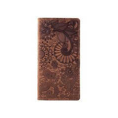 Гаманець з матовою натуральної шкіри темно рижого кольору на 14 карт, колекція "Mehendi Art"