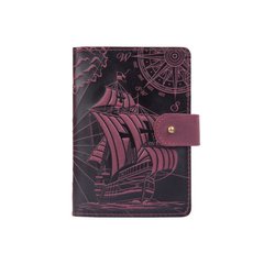 Кожаное портмоне для паспорта / ID документов HiArt PB-03S/1 Shabby Plum "Discoveries"