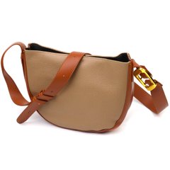 Полукруглая сумка кросс-боди из натуральной кожи 22092 Vintage Бежевая