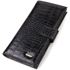 Вузький гаманець для чоловіків з натуральної шкіри з тисненням під крокодила CANPELLINI 21914 Чорний