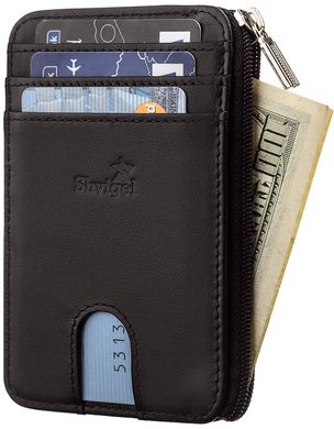 Тонкий компактний гаманець Shvigel 11126 з натуральної шкіри Чорний