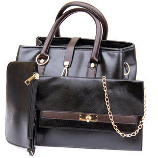 Комплект жіночий зі шкірозамінника з брелоком Vintage sale_14956 Чорний
