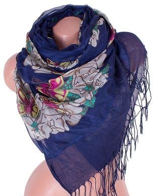 Синій жіночий шарф з квітами ETERNO ES0206-14-navy, Синій