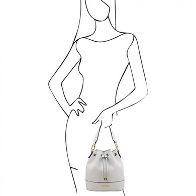 TL142083 TL Bag - жіноча сумка-мішок з натуральної шкіри, колір: Білий