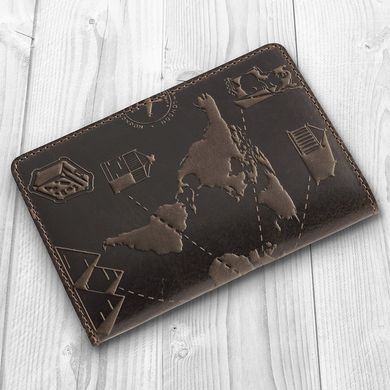 Красивое портмоне с натуральной кожи коричневого цвета, коллекция "7 wonders of the world"